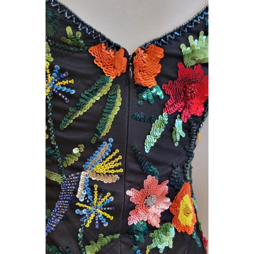 AIDAN Floral Embossed Sequined Cocktail Dress - Picture 10 of 10